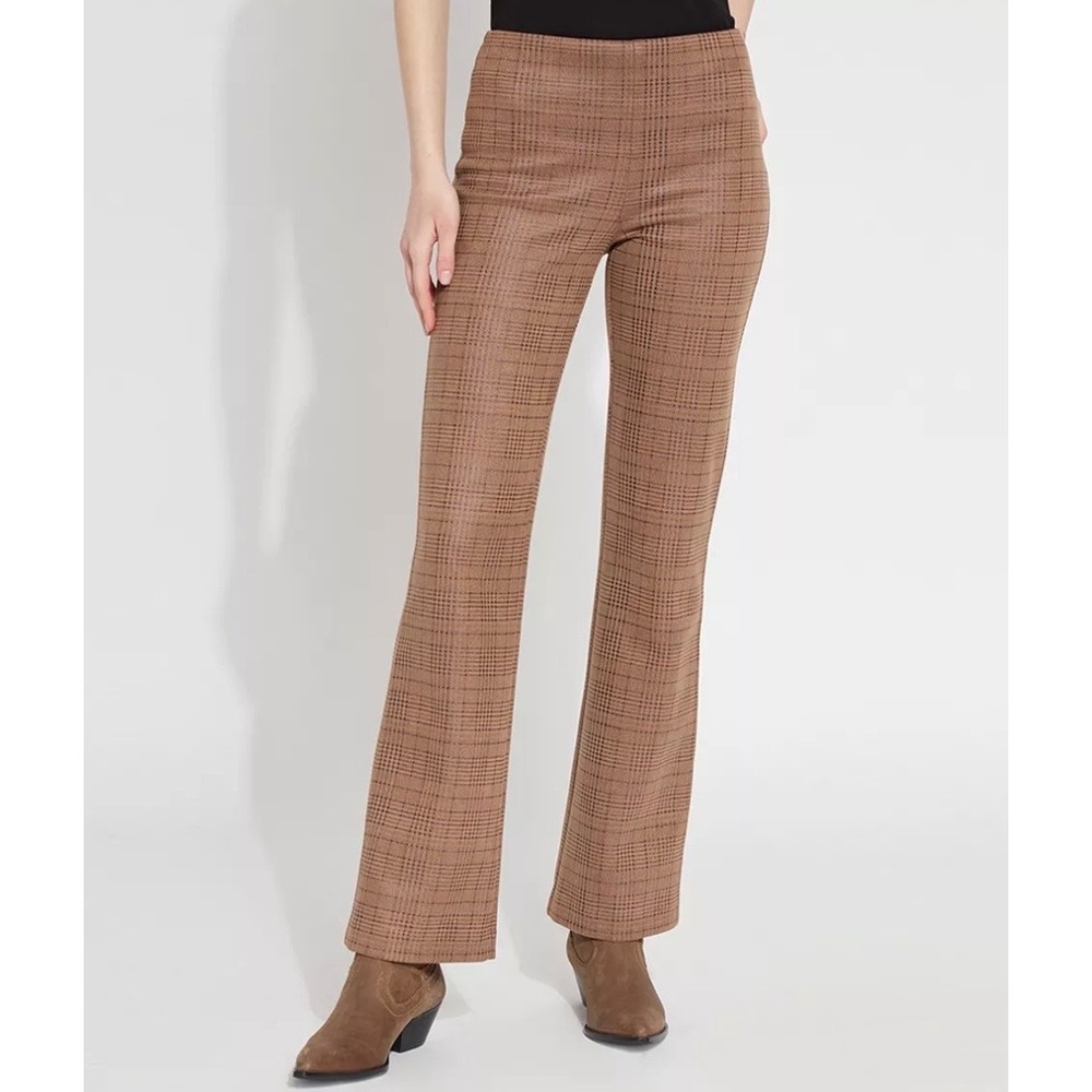 Lysse New York Brown Plaid Pull On Bootcut Trousers High Waist‎ Pants Large L